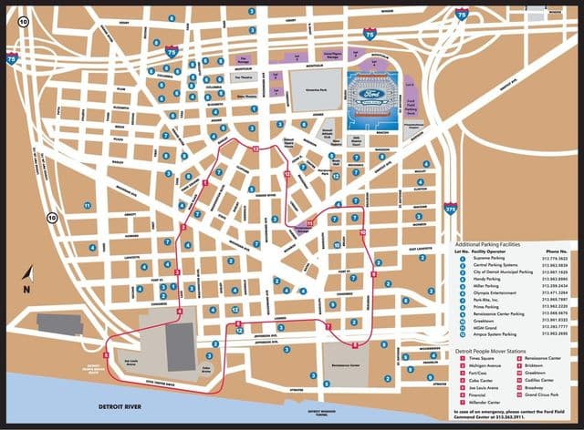 Карта станций метро Детройта