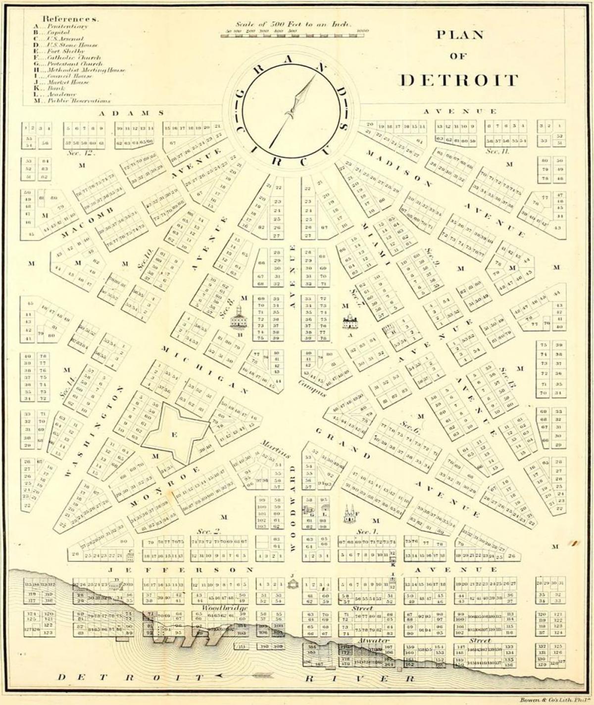 Историческая карта Детройта